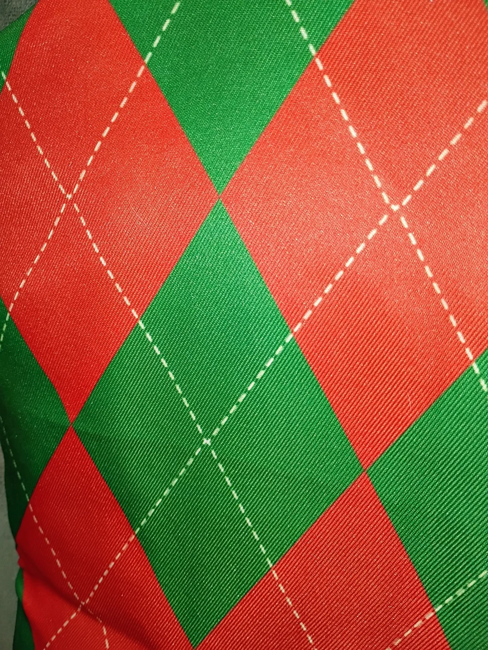 Green & Red Argyle Vest with Matching Bow Tie NWOT Size XL P2P 23 In